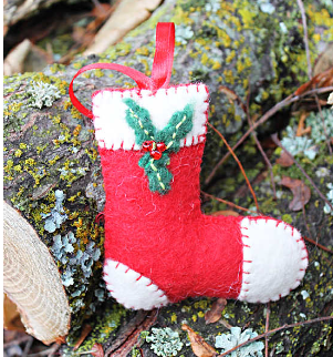 Holly Stocking Ornament