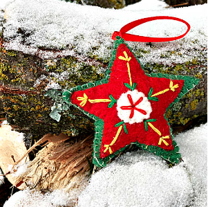 Hand-felted Star Christmas Ornament