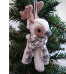Switch Baby Reindeer with Scarf Hand-Felted Tree Ornament 3 image