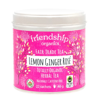 Organic Lemon Ginger Rose Friendship Tea Tin