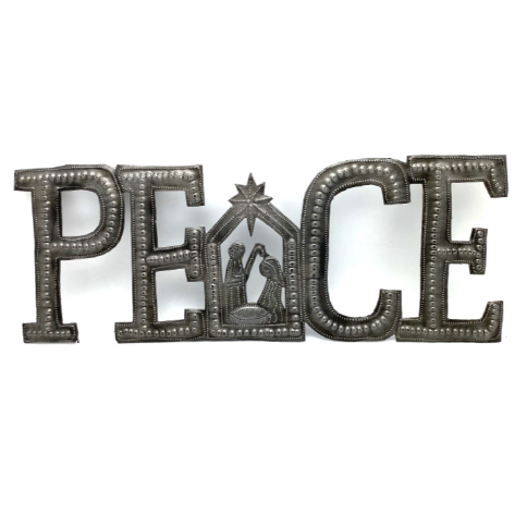 Peace Nativity Metal Wall Art