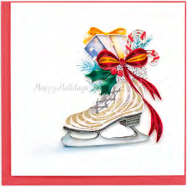 Winter Skates Quilled Paper Card