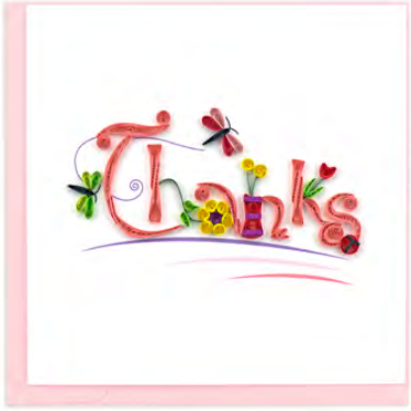 "Thanks" Quilled Paper Card