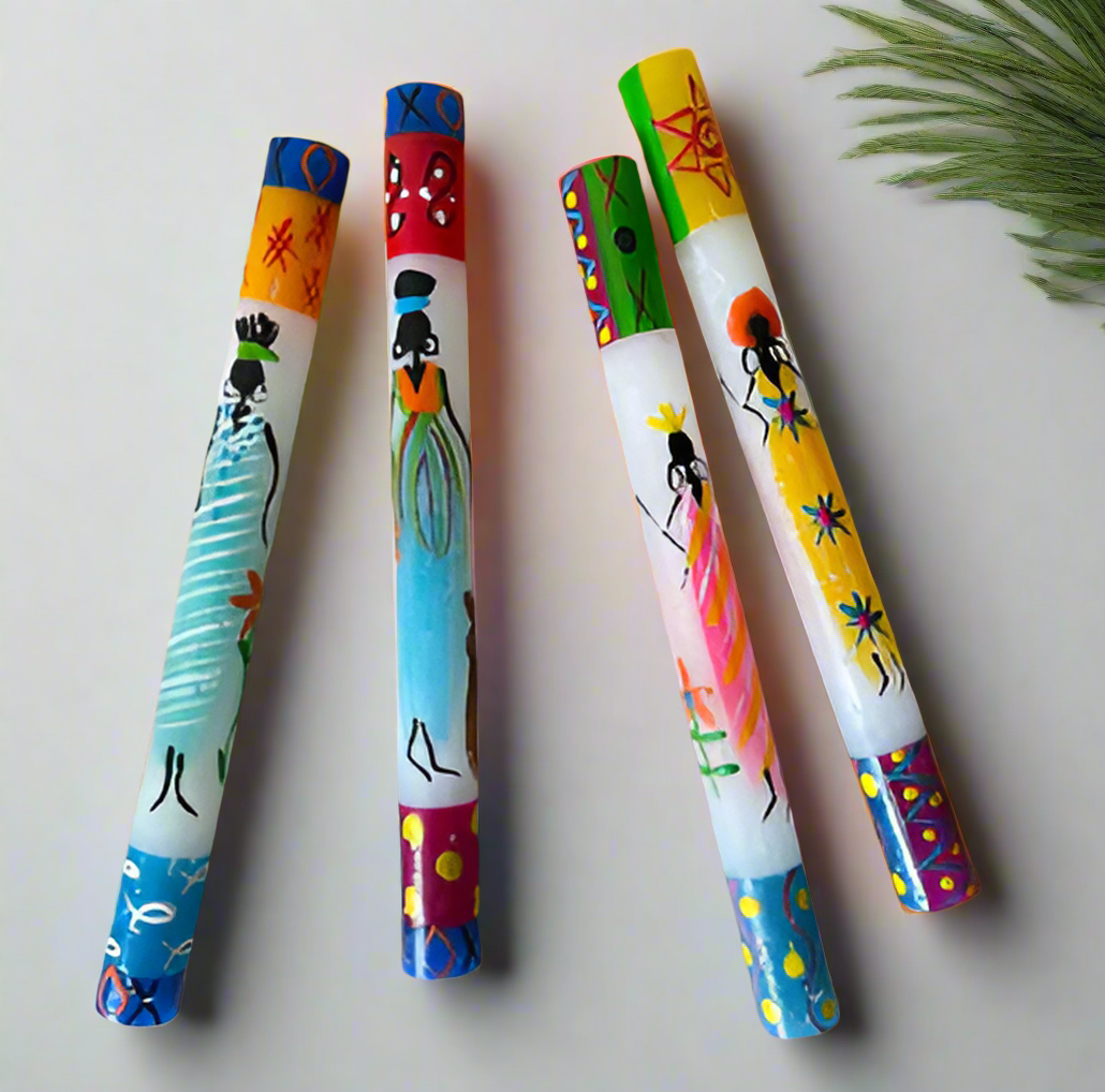 African Ladies Handpainted Taper Candles (2-Pack)