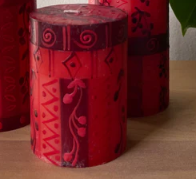 Handpainted Berry Blaze Pillar Candle 3"x4"