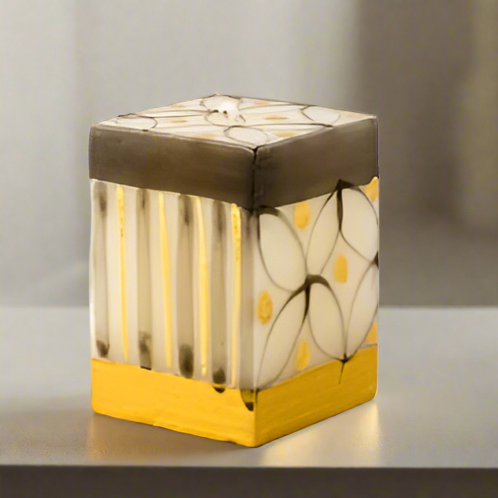 Celebration Handpainted Cube Candle 2"x2"x3"