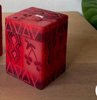 Handpainted Berry Blaze Cube Candle 2"x2"x3"