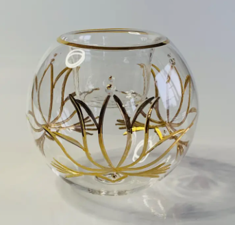 Golden Lotus Handblown Glass Candle Holder