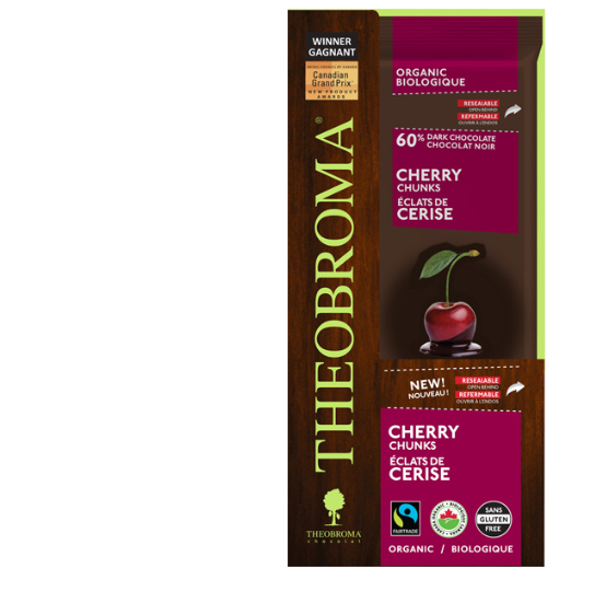 Theo 60% Chocolate Bar w Cherry Chunks 80g