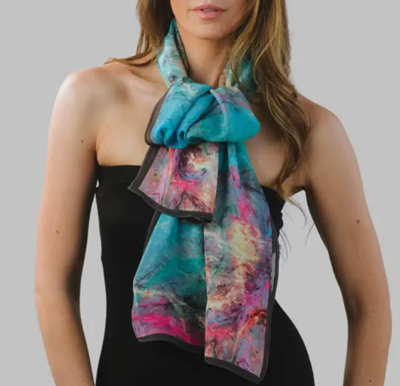 Cupro Scarf Aloka - Turquoise & Orchid