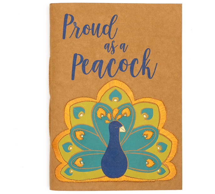 Sassy Hearts Recycled Paper Journal Peacock