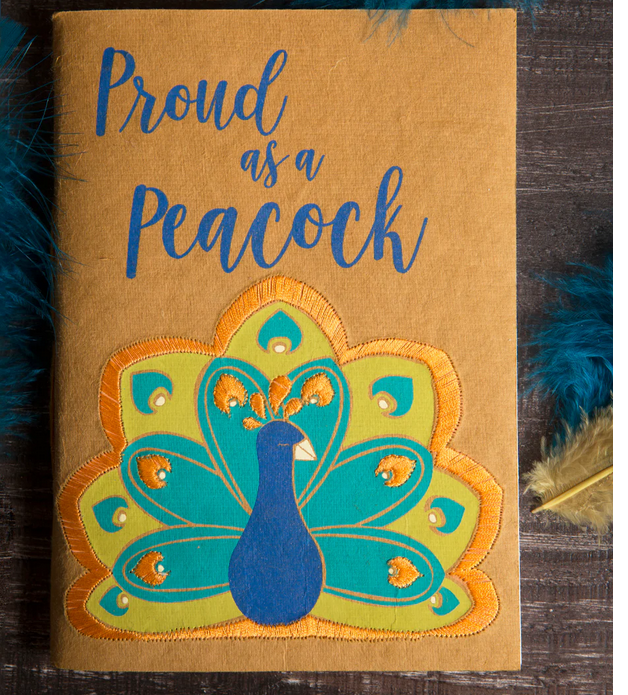 Sassy Hearts Recycled Paper Journal Peacock