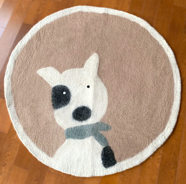 Puppy Felted Wool Rug 120cm