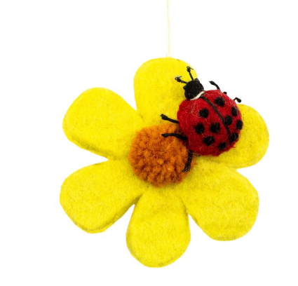 Ladybug Bloom Ornament 3.5"dia