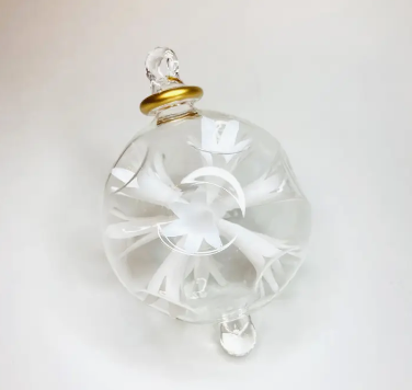 Blown Glass Blossoms Ornament White