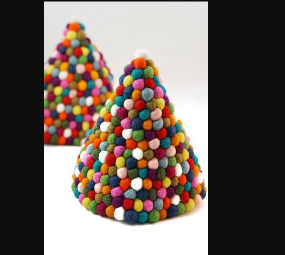 Felt Ball Cone Tree 8" assorted colours