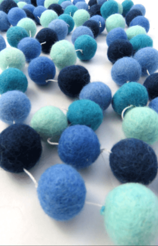 Felt Ball Garland 10' Blue