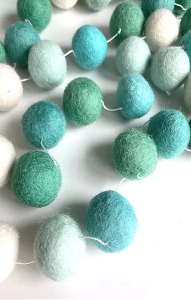 Felt Ball Garland 10' Turquoise