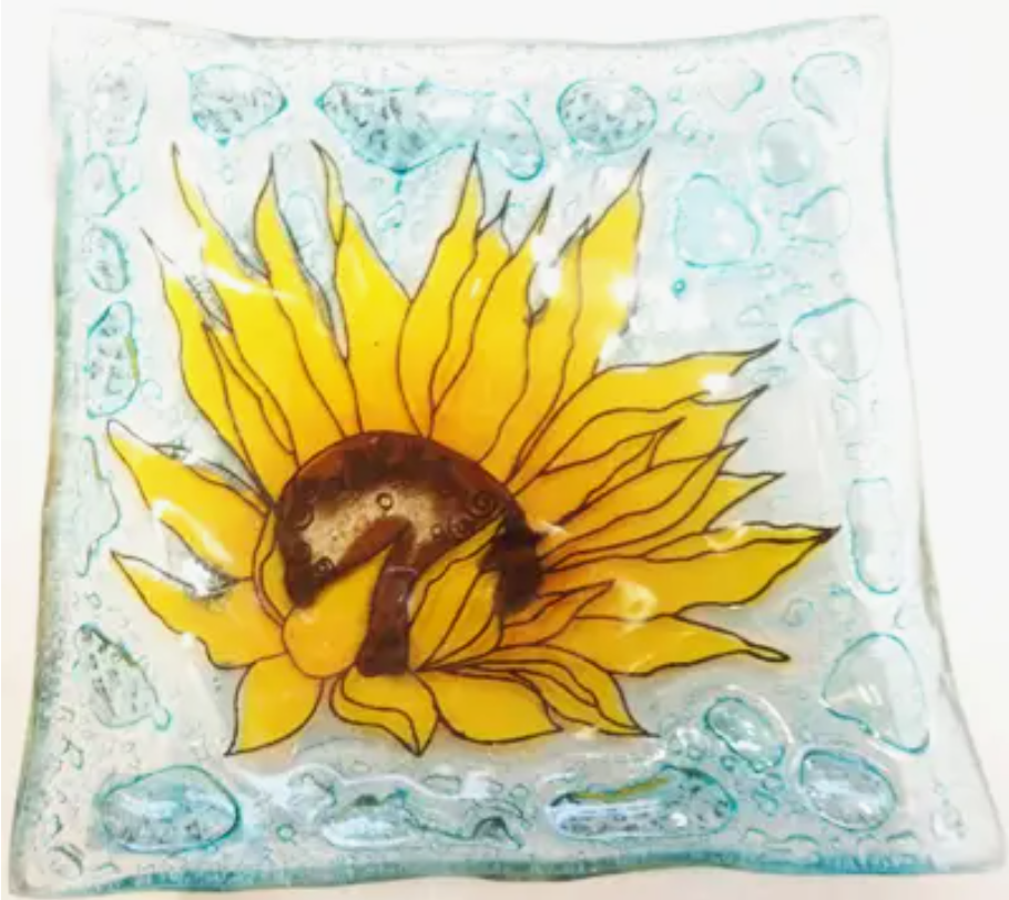 Handpainted Recycled-Glass Trinket Dish 4 inch