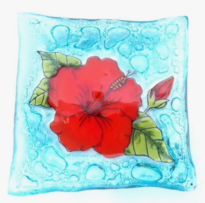 Handpainted Recycled-Glass Trinket Dish 4 inch