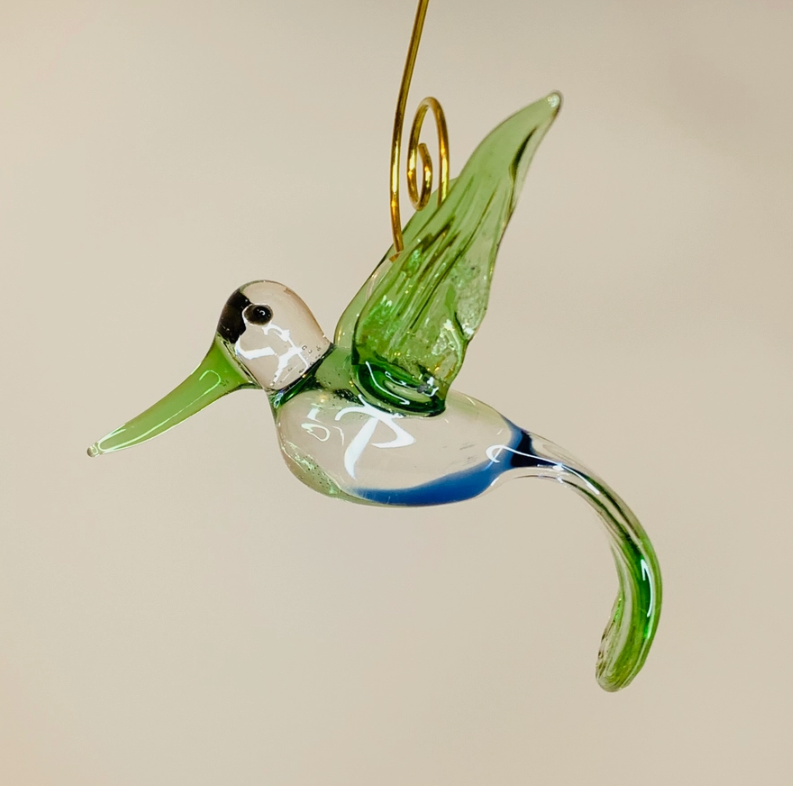 Glass Hummingbird Flying Green