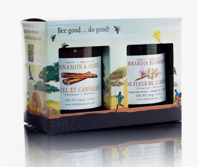 Zambian Organic Honey Gift Set (Cacao & Honeydew) 2x350g jars