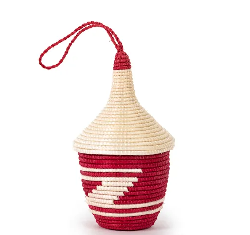 Miniature Basket Ornament tall Red 3.5"x2"