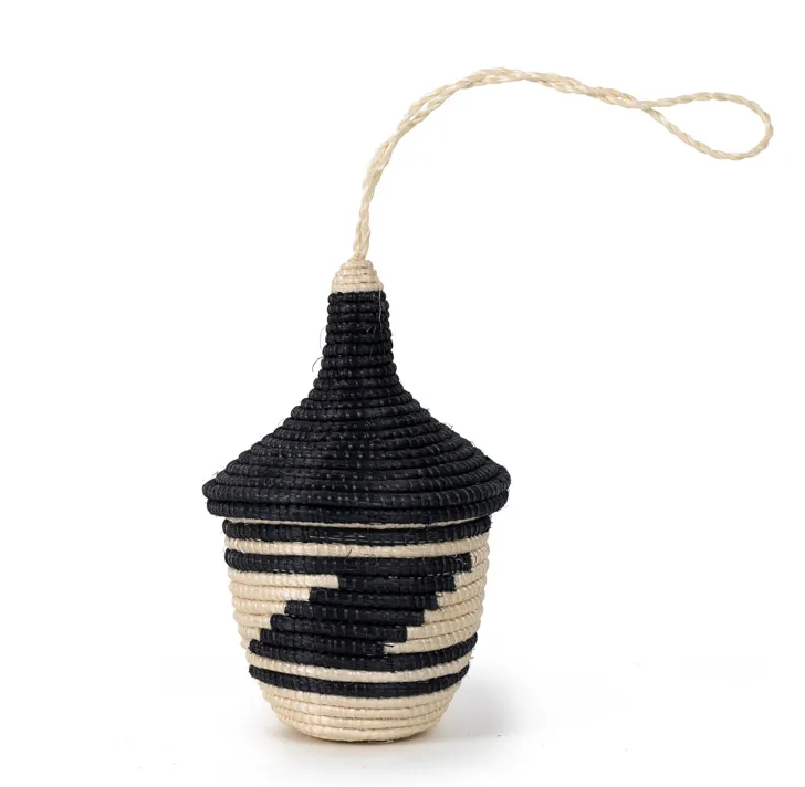 Miniature Basket Ornament tall Black 3.5"x2"