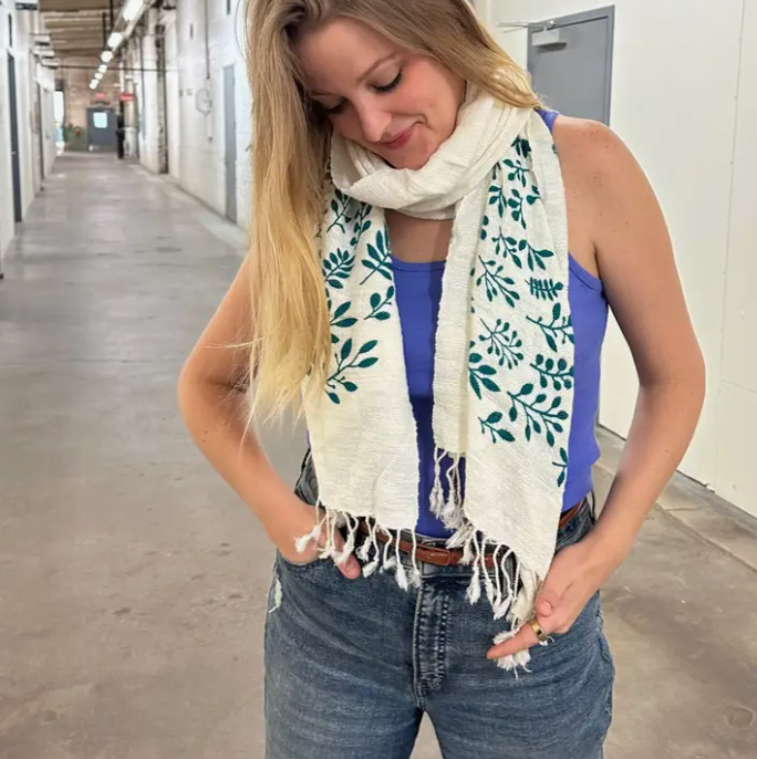 Fern Printed Scarf 100% cotton