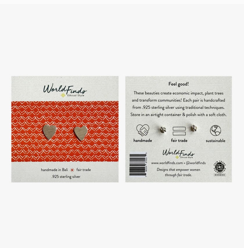 Full Heart Sterling Silver Post Earrings