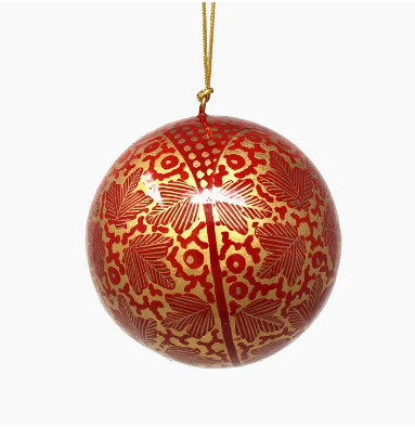 Handpainted Ornament, Gold Chinar Leaves