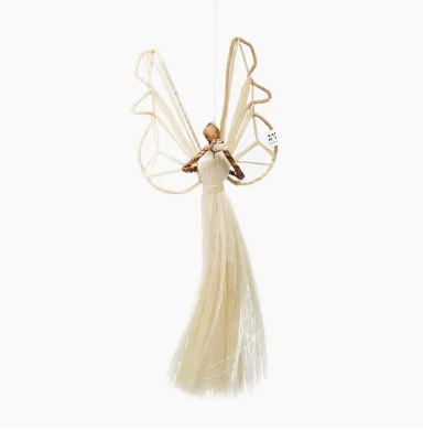 Angel Plays the Horn Handmade Sisal Ornament