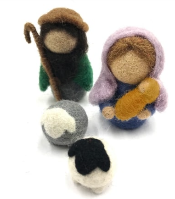 Mini Hand-felted Nativity Set with Storage Bag