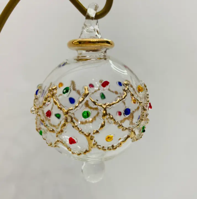 Blown Glass Ornament Coloured Gems