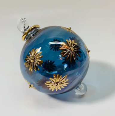 Blown Glass Ornament Starry Blue Sky