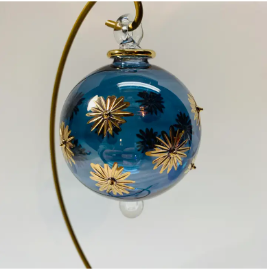 Blown Glass Ornament Starry Blue Sky