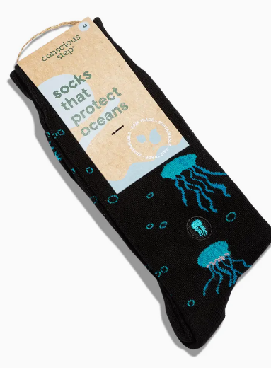 Socks That Protect Oceans (Black Jellyfish)