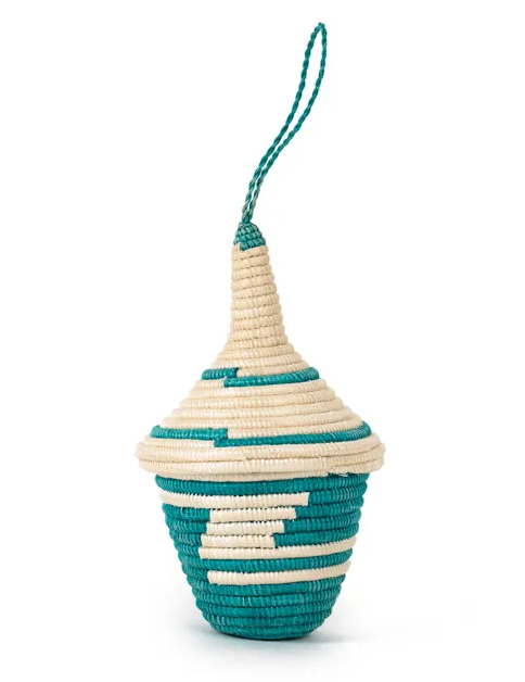 Miniature Basket Ornament Tall Green 3.5". 2"