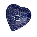 Blue Heart Shaped Trinket Dish Handcarved-Stone with Painted Designs - Small 3.5"