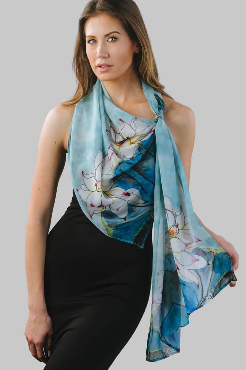 Cupro Scarf Akira - Sky Blue & Orchid