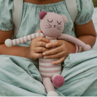 Sleeping Kitten Rattle Pink