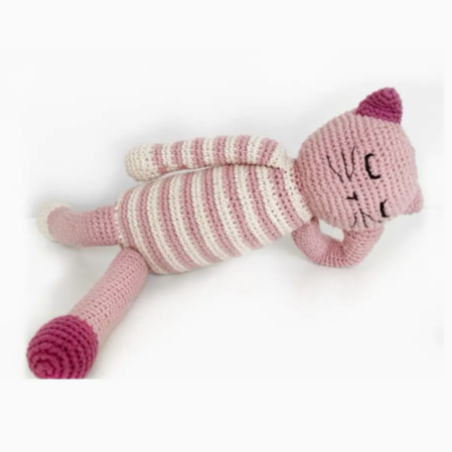 Sleeping Kitten Rattle Pink