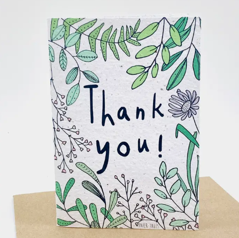 Growing Paper Greeting Card - Green Thanks