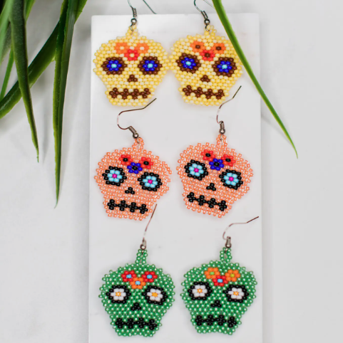 Day of the Dead Skeleton Sugar Skull Earrings