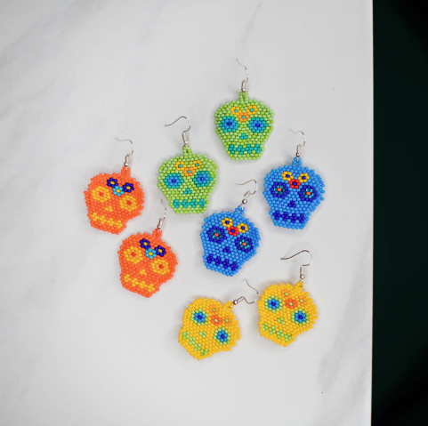 Day of the Dead Skeleton Sugar Skull Earrings