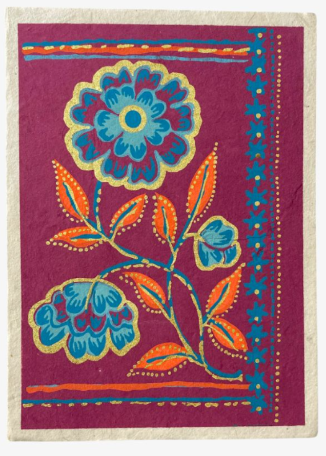 Multicolour Tibetan Floral Card - Assorted