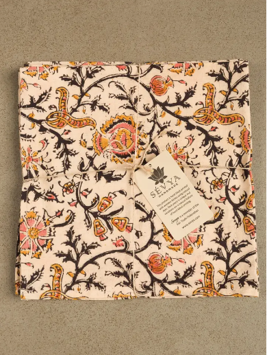 Gold & Rose Kalamkari Napkin Set