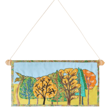 Tree Seasons Cotton and Silk Tapestry Wall Hanging