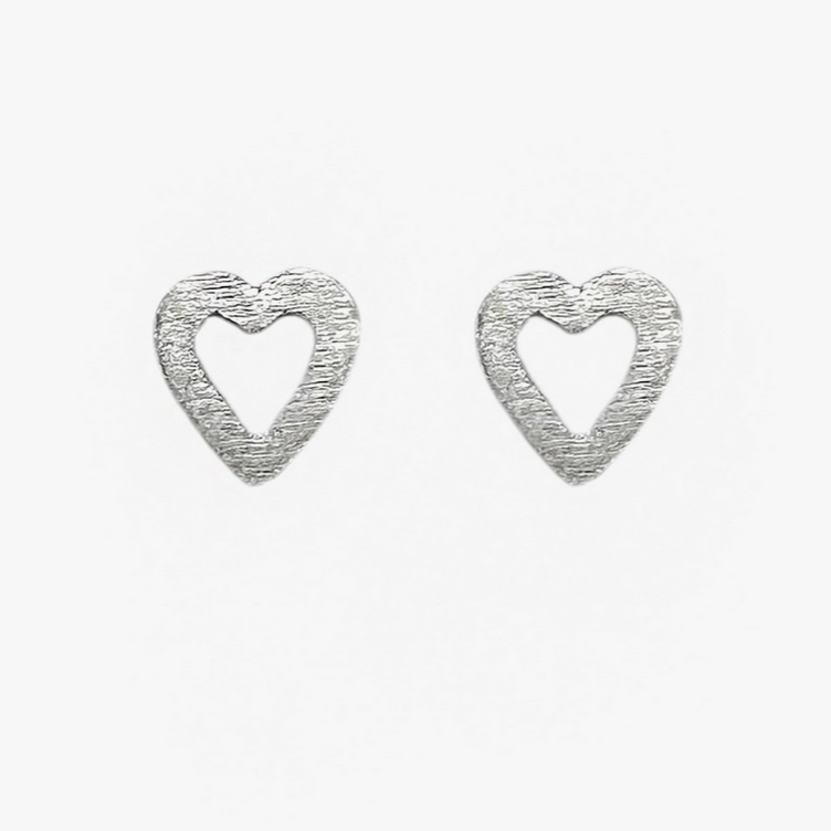 Open Heart Sterling Silver Post Earrings