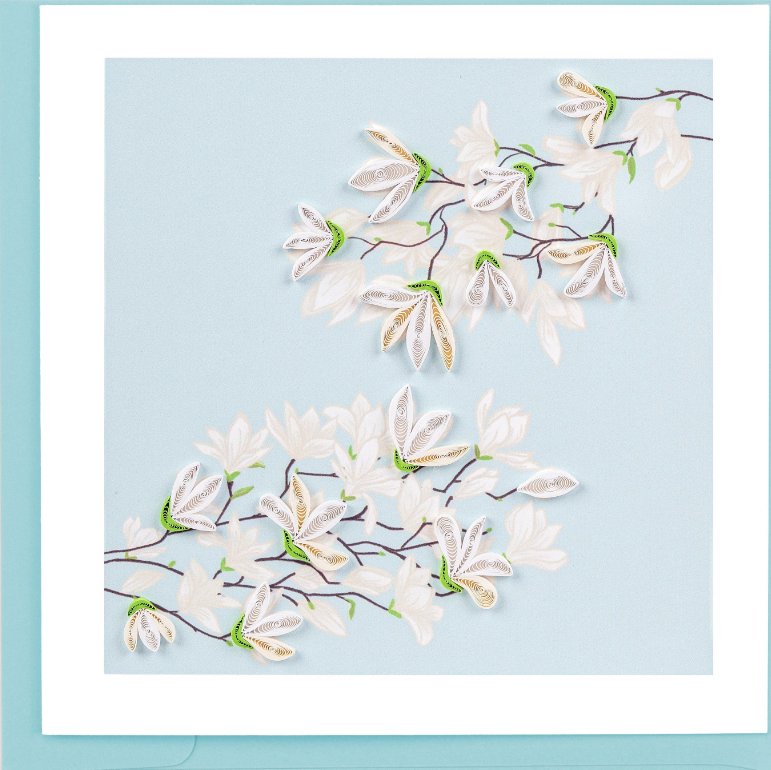 White Magnolia Branch Greeting Card